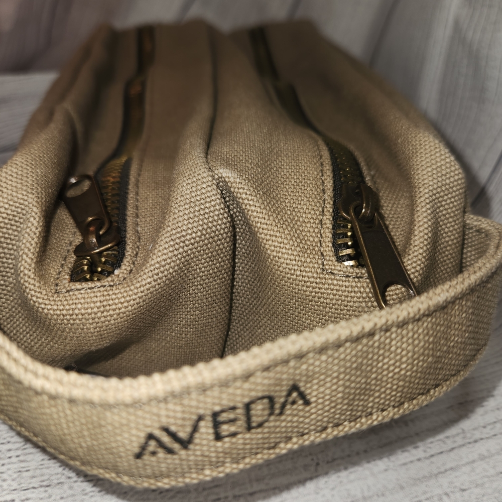Aveda Beige Toiletry Bag with Zipper
